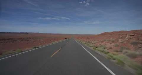 Driving Down Route 163 in Monument Valley Desert Arizona Stock Footage 196808848