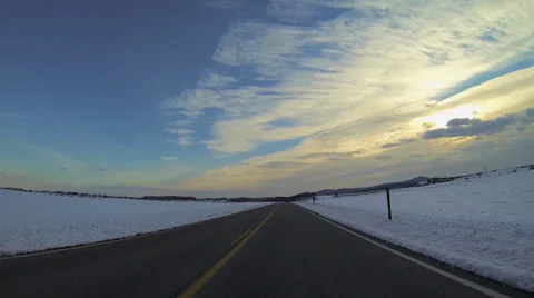 Driving Down Rural Road in Winter Stock Footage 36135039