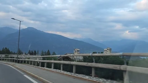 Driving Down Scenic Alpine Road With Mountain Valley View Stock Footage 342752501
