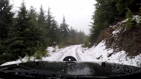 Driving down snow covered logging road Stock Footage 172564827