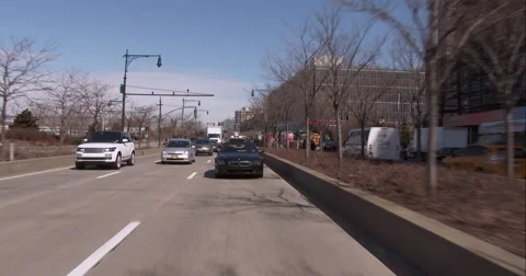 Driving down the West Side Highway in Manhattan on a clear day Stock Footage 51229479