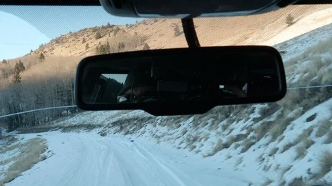 Driving Down a Winter Road on Mount Taylor NM Stock Footage 101367663