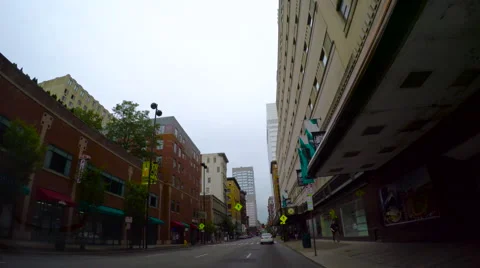 Driving in Downtown Cincinnati Stock Footage 61351096