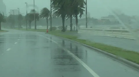 Driving during a Hurricane Stock Footage 25332030
