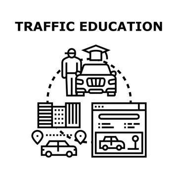 Driving education and learning to drive concept Stock Illustration
