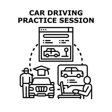 Driving education learning process and practice session concept Stock Illustration