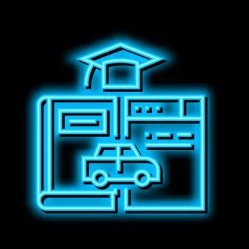 Driving educational materials neon glow icon illustration Stock-Illustration