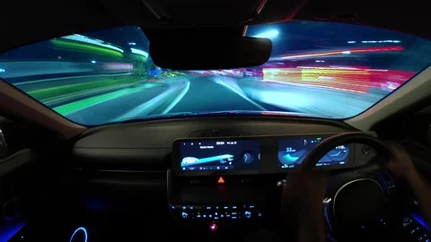 Driving an electronic vehicle EV Hyperlapse Stock Footage 247339044