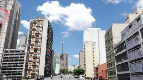 Driving in elevated highway (also know as Minhocao) in São Paulo, Brazil. Stock Footage 68395913