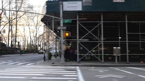 Driving by Empty 6th Avenue Bryant Park NYC Coronavirus Stock Footage 127397667