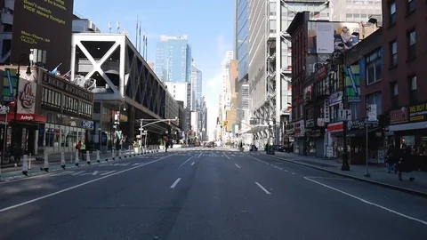 Driving Empty 8th Avenue Port Authority Terminal NYC Coronavirus Lockdown Stock Footage 127397626