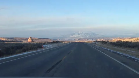 Driving the empty American West - POV Stock Footage 169672633