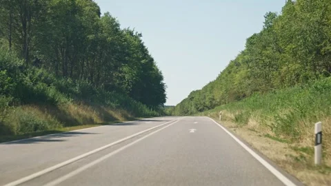 Driving Empty Country Road With Speed Limit Sign Stock Footage 346088475
