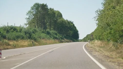Driving Empty Country Road With Speed Limit Sign Slow Motion 库存影片 346217018