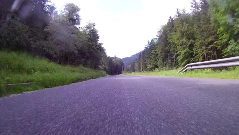Driving on an empty mountain road near lake langbathsee, ebensee, upper austria Stock Footage 133311559