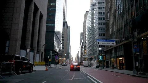 Driving Empty NYC Midtown Madison Avenue Coronavirus Quarantine Stock Footage 127985031