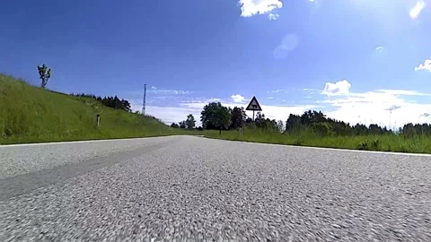 Driving on an empty road in the austrian region waldviertel Video stock 131839469