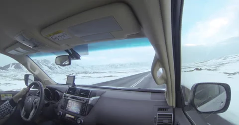 Driving an empty winter road in Iceland Stock Footage 47202962