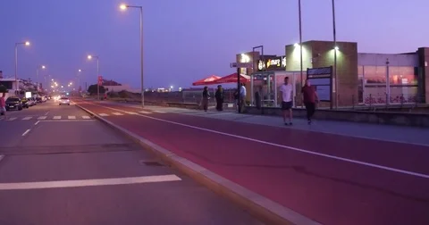 Driving at the end of the day by the beach, preventive driving 스톡 동영상 77723740