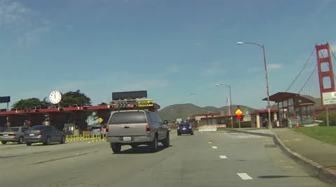 Driving at entrance Golden Gate Bridge San Francisco POV HD 020 Stock Footage