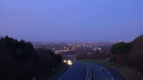 Driving on evening road Stock Footage 123299235