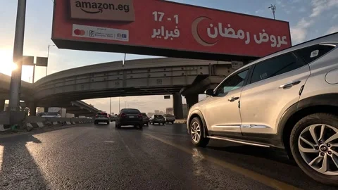 Driving the Expanding Cairo Ring Road Network Through the Heart of the City Stock-Footage 330073867