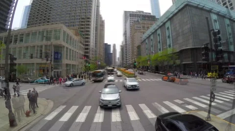 Driving in the famous Michigan Avenue, Chicago, Illinois Stock Footage