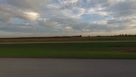  Driving by Farm Fields Side View Stock Footage 80777851