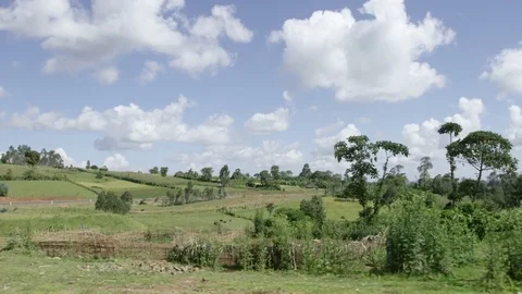 Driving by farmland in Ethiopia Stock Footage