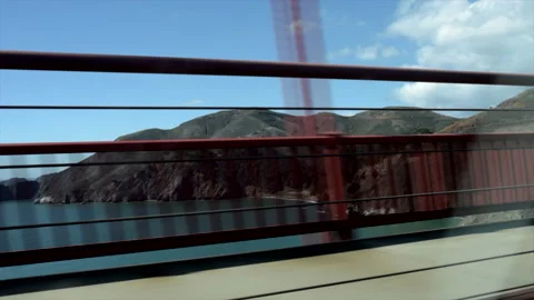 Driving fast across the Golden Gate Bridge in California Video stock 223362020