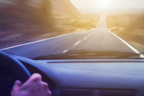 Driving fast - cockpit view Stock Photos