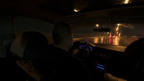 DRIVING FAST AT NIGHT (TIME-LAPSE) Stock Footage 129846235