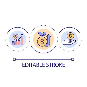 Driving financial growth loop concept icon Stock Illustration