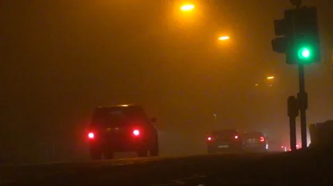 Driving in fog   Stock Footage 939689