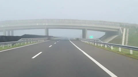 Driving in Fog Stock Footage 56687515