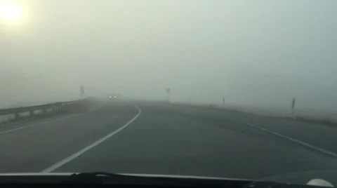 Driving in fog Stock Footage 68085885