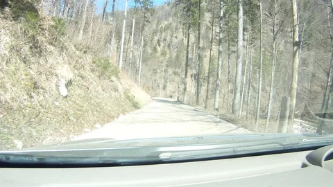 Driving on a forest road in the austrian alps Stock Footage 127628649