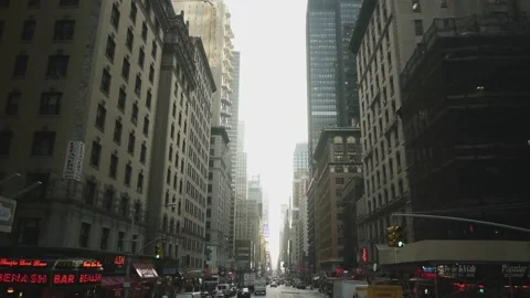 Driving forward through NYC Buildings Stock Footage 146186402
