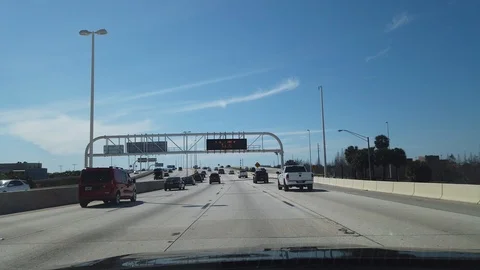 Driving On Freeway Highway Down South First Person View Lots Of Traffic 動画素材 127329955