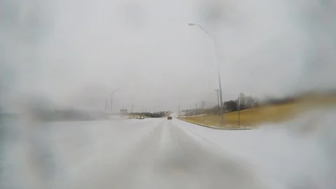 Driving with freezing rain. Stock Footage 86322057