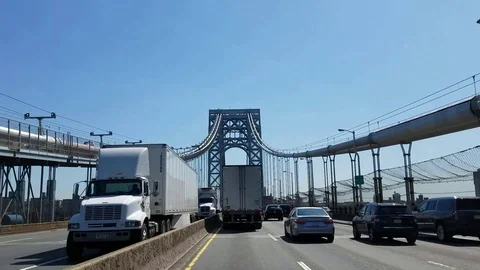 Driving On George Washington Bridge Point Of View in Manhattan New York City Video stock 115178602