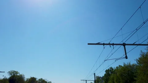 Driving on german eHighway - Interstate with electric overhead wire POV Stock Footage 146491042