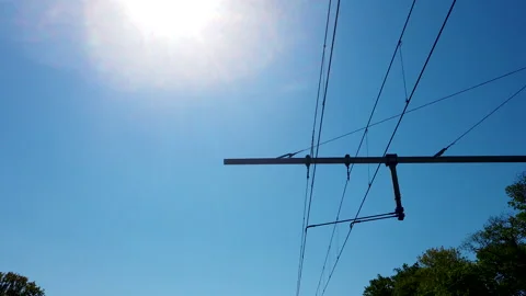 Driving on german eHighway - Interstate with electric overhead wire POV Germany Stock Footage 146491557