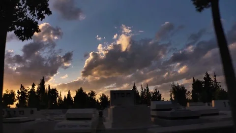 Driving in Graveyard,  clouds ,silouette trees 스톡 동영상 119684920