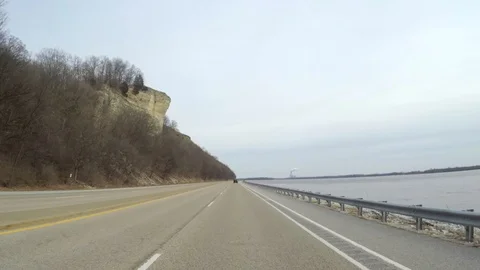 Driving on Great River Road Stock Footage 111830705