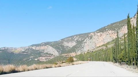 Driving in greece Stockbeeldmateriaal 125957288