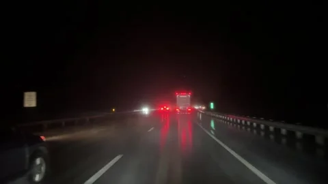 Driving in Hard Rain at Night 4K Stock Video Stock Footage 246950506