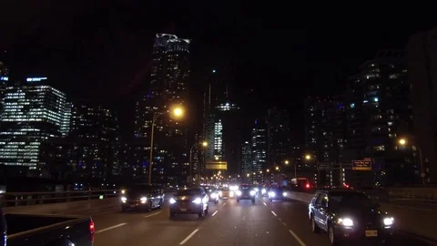Driving in heavy evening Toronto rush hour traffic on the highway. Stock Footage 70124331