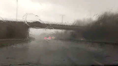 Driving in heavy rain #2 - View from windscreen / windshield Video stock 71188885