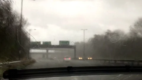 Driving in heavy rain #3 - View from windscreen / windshield Stock Footage 71188841